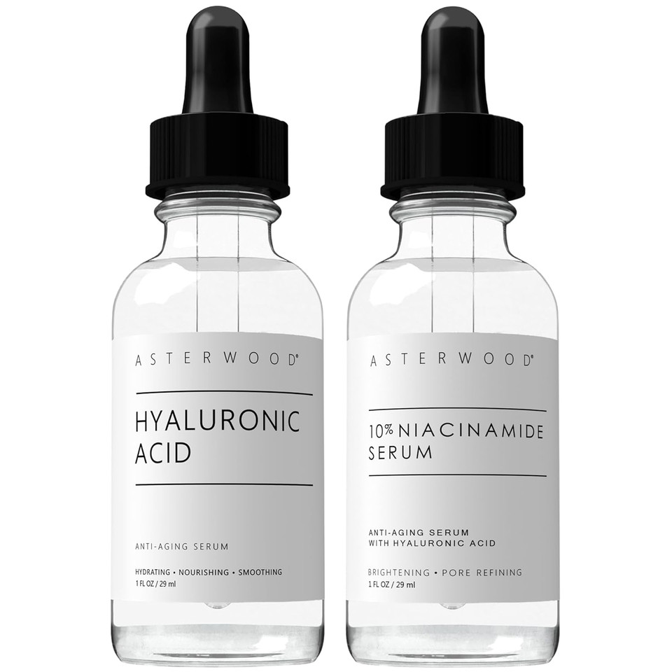 Asterwood Hyaluronic Acid Serum 1 Oz + 10% Niacinamide Serum 1 Oz