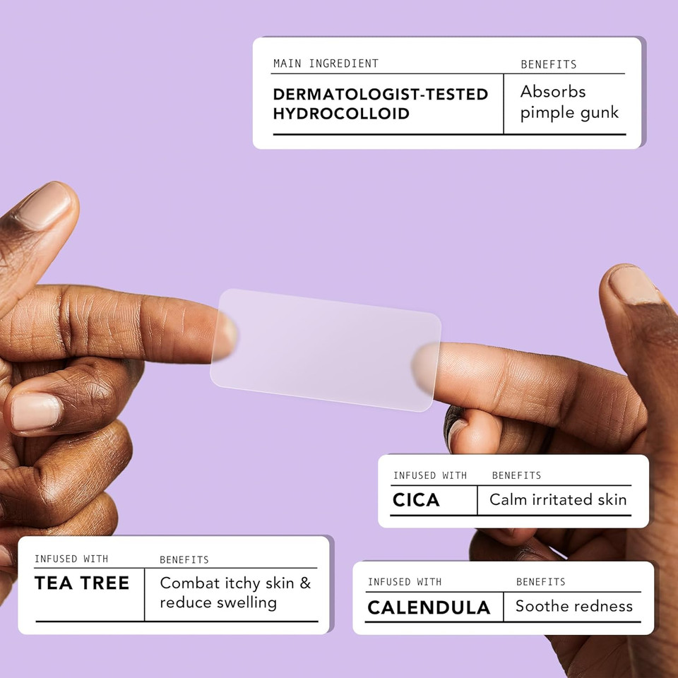 Avarelle Acne Pimple Patch Fit Absorbing Hydrocolloid Spot Treatment With Tea Tree Oil, Calendula Oil And Cica, Certified Vegan, Cruelty Free (Fit / 16 Count)