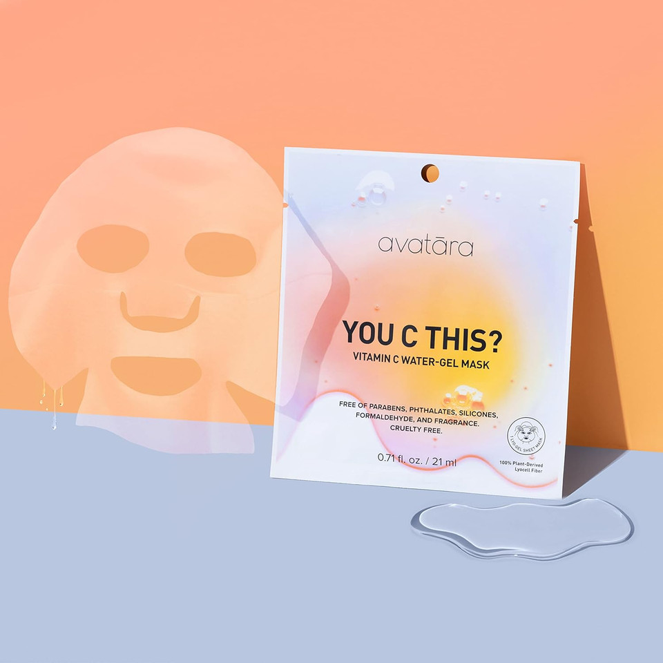 Avatara - You C This Vitamin C Water-Gel Mask, Hydrating Mask, Sheet Masks With Niacinamide And Hyaluronic Acid, Facial Mask Made With Natural Fibers, Paraben-Free Vitamin C Face Mask, 0.71 Fl.Oz