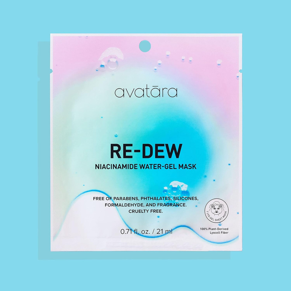 Avatara Re-Dew Niacinamide Water-Gel Mask, Skin Dehydration Solution, Mask With A Gel Feel, Beauty Essential With Niacinamide & Hyaluronic Acid, Smoothing, Moisture-Boosting, 0.71 Fl.Oz. / 21 Ml