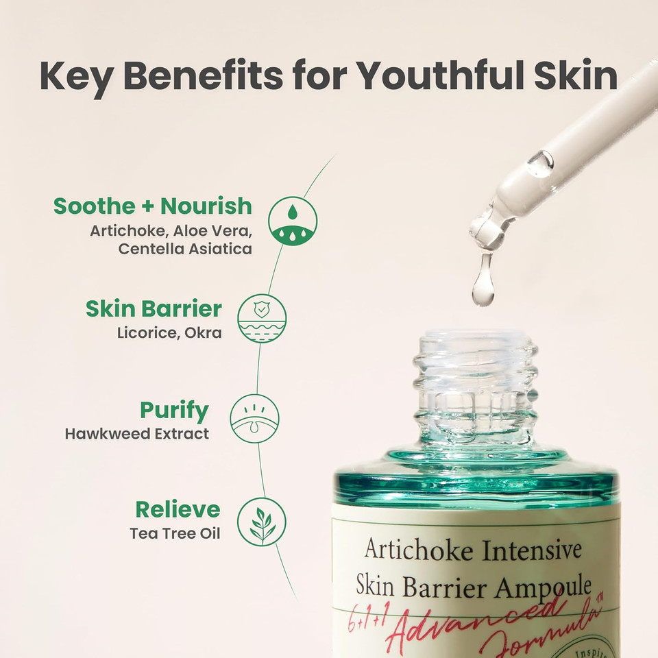 Axis-Y Artichoke Intensive Skin Barrier Ampoule - Hydrating & Soothing Serum With Centella Asiatica, Licorice & Aloe For Skin Irritation Treatment - Vegan Korean Skin Care - 1.01 Fl. Oz Axis-Y Artichoke Intensive Skin Barrier Ampoule - Hydrating & Soothing Serum With Centella Asiatica, Licorice & Aloe For Skin Irritation Treatment - Vegan Korean Skin Care - 1.01 Fl. Oz