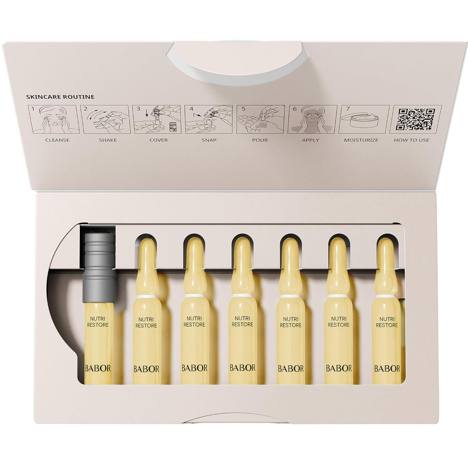 Babor Nutri Restore Restorative Serum Ampoules For The Face, For Intensely Nourished And Healthy Skin, Vegan Formula, With Amino Acids And Argan Oil, Ampoule Concentrates, 7 X 2 Ml