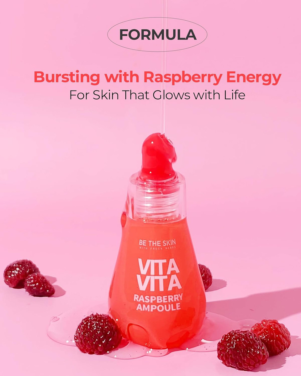 Vitavita Raspberry Ampoule - Radiance Boosting Face Serum For Even Skin Tone And Enhanced Elasticity With Niacinamide, Vitamin C, 11 Peptides, 1.01 Fl.Oz