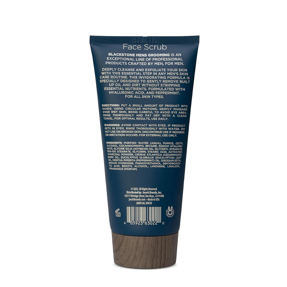 Blackstone Men'S Grooming 2-In-1 Facial Scrub & Shave Gel With Hyaluronic Acid And Peppermint - Cleanse & Exfoliate | Hydrates Skin After Shaving | Usa Made, Sea & Surf (6 Fl Oz)