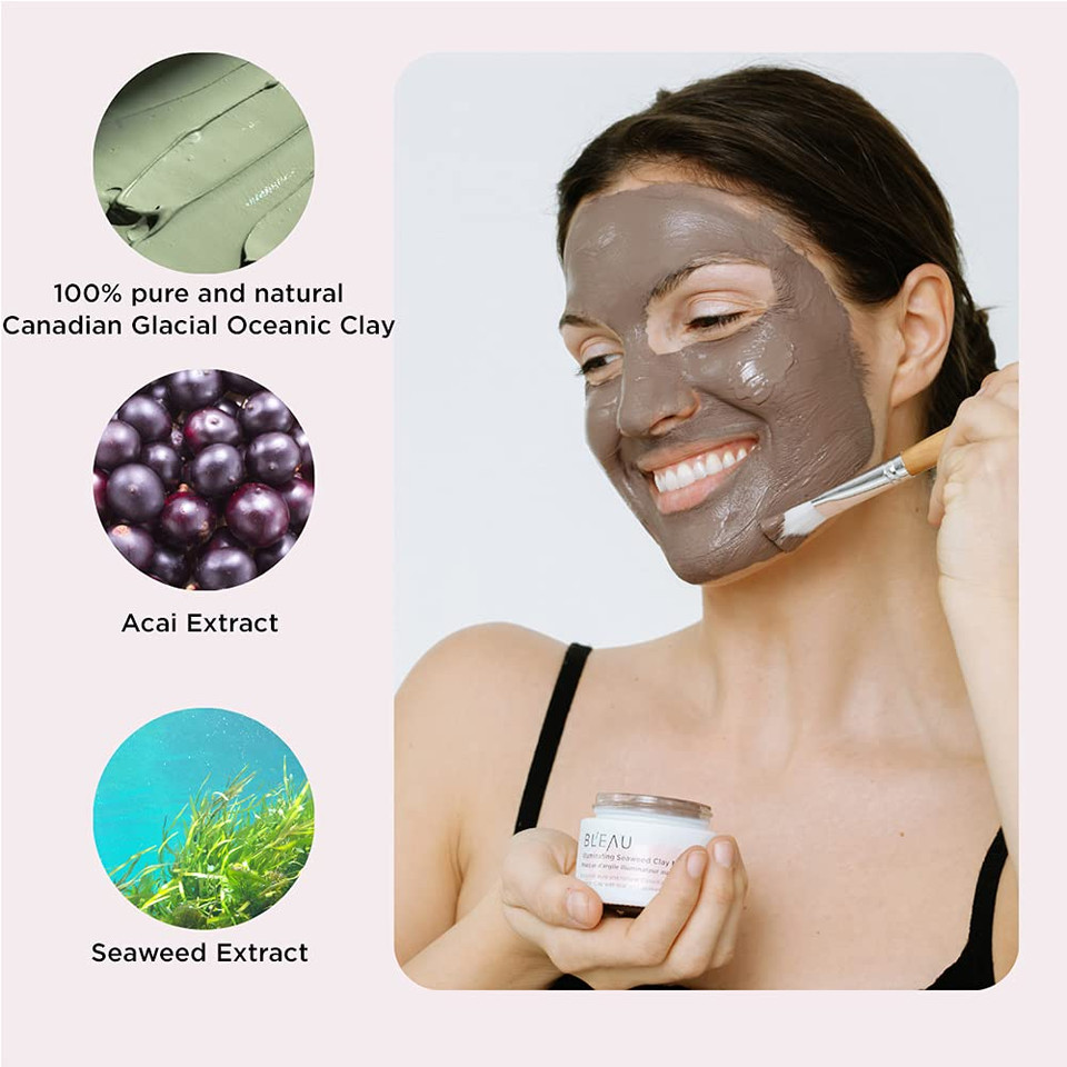 Bl'Eau Illuminating Seaweed Clay Mask - Brightening Clay Mask For All Skin Types  Collagen Boosting Deep Cleanse And Tighten Pores  Clarify And Balance -Natural Origin  80 G ? Net Wt. 2.8 Oz