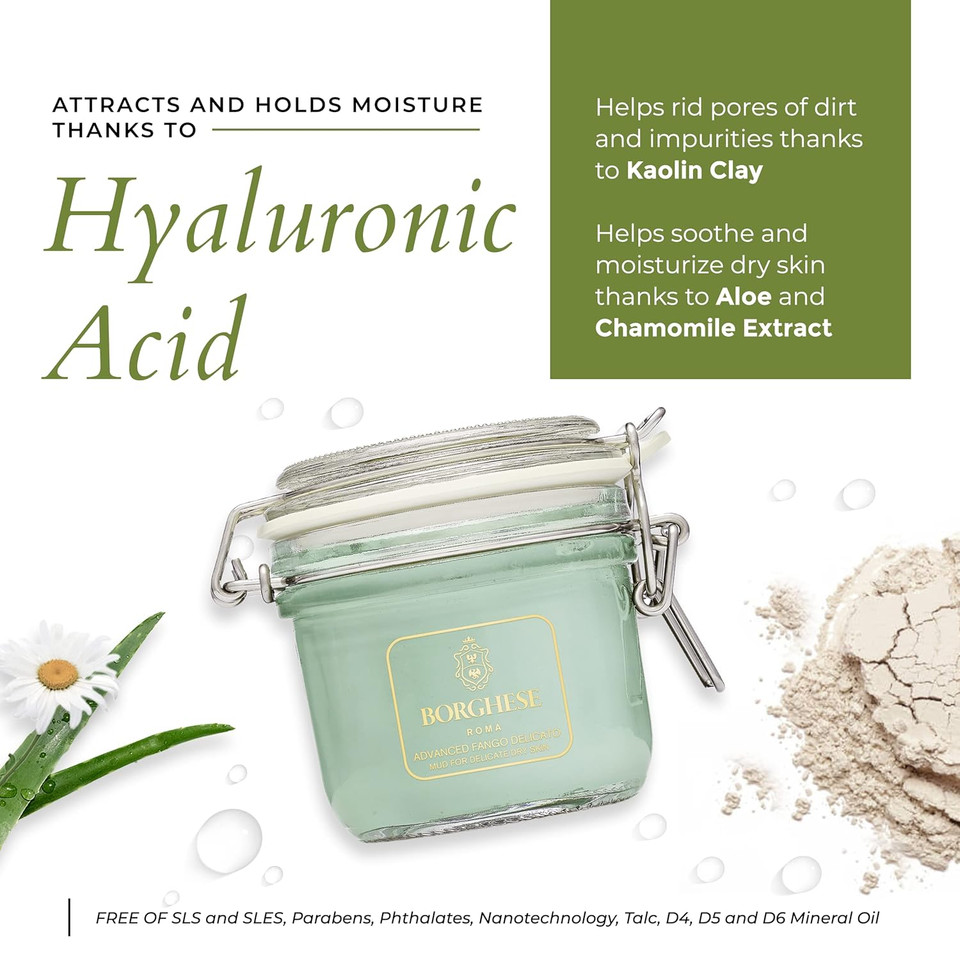 Borghese Advanced Fango Delicato Moisturizing Mud Mask, Gentle Hydration For Delicate Skin