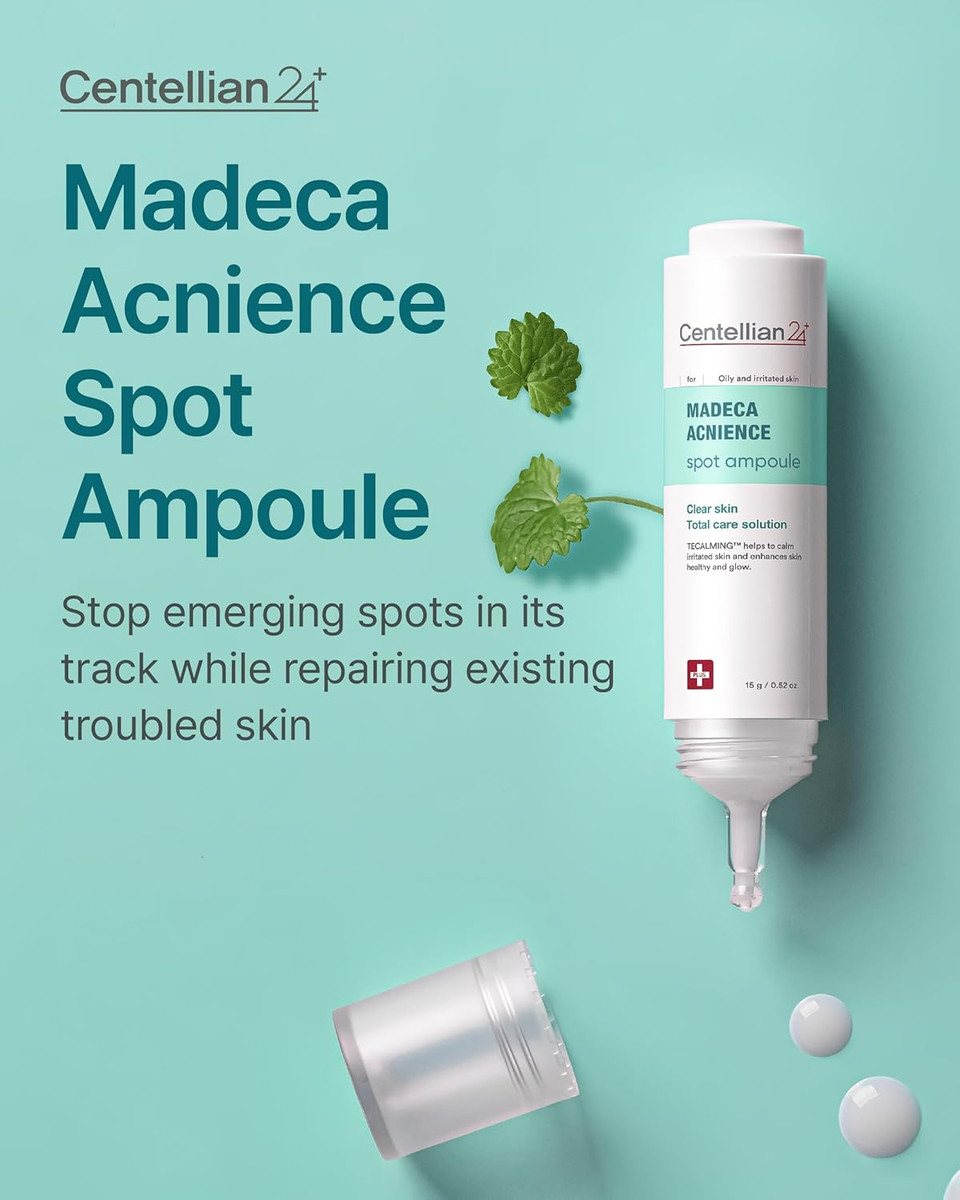 Centellian 24 Madeca Acnience Spot Ampoule (0.52Oz) - Intensive Spot Care For Oily & Sensitive Skin, Controls Sebum, Soothes Redness, Korean Skin Care. Formula With Tecalming & Centella Extract