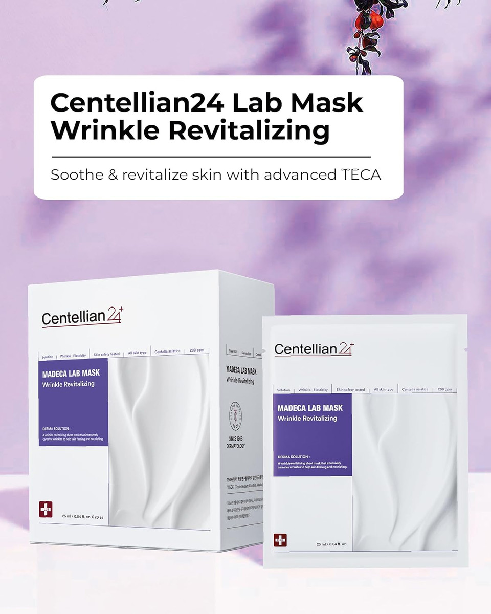 Centellian 24 Madeca Mask (Wrinkle Revitalizing, 20Pc) - Face Mask Sheet For Skin Elasticity, Instant Lift With Centella Asiatica, Teca, Niacinamide, Retinal Korean Skin Care For Men Women Centellian 24 Madeca Mask (Wrinkle Revitalizing, 20Pc) - Face Mask Sheet For Skin Elasticity, Instant Lift With Centella Asiatica, Teca, Niacinamide, Retinal Korean Skin Care For Men Women