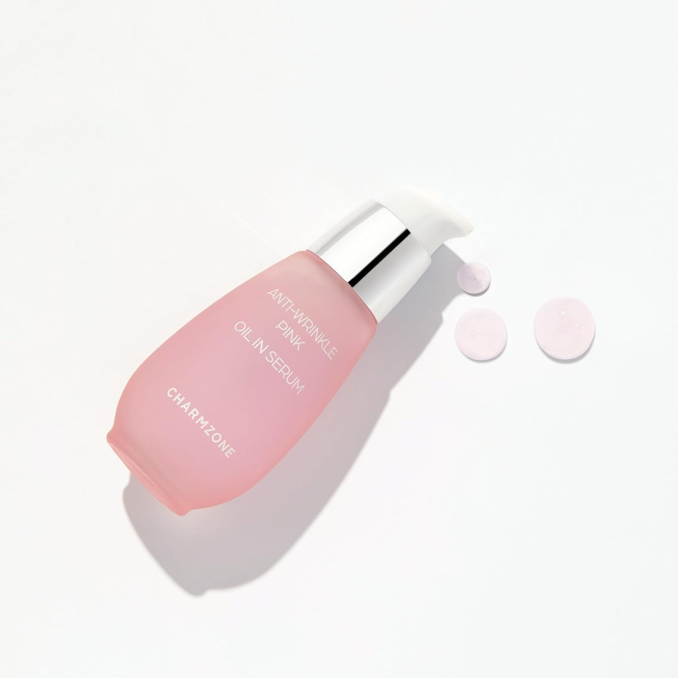 Charmzone Anti-Wrinkle Pink Oil-In Serum  Hydrating & Firming Korean Skincare | Face Serum With Bulgarian Damask Rose & Plant-Based Oils For Soothing & Moisturizing Dry, Sensitive Skin (1.01 Fl Oz)