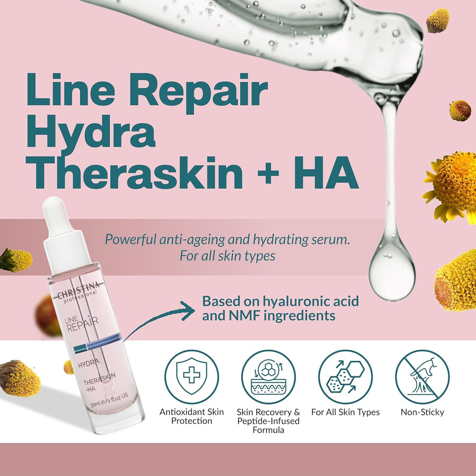 Christina Line Repair Hydra Theraskin +Ha Face Serum - 30 Ml - Wrinkle Smoother, Hyaluronic Acid And Hygroplex For Aging Skin - For Dry, Normal And Oily Skin Types Christina Line Repair Hydra Theraskin +Ha Face Serum - 30 Ml - Wrinkle Smoother, Hyaluronic Acid And Hygroplex For Aging Skin - For Dry, Normal And Oily Skin Types