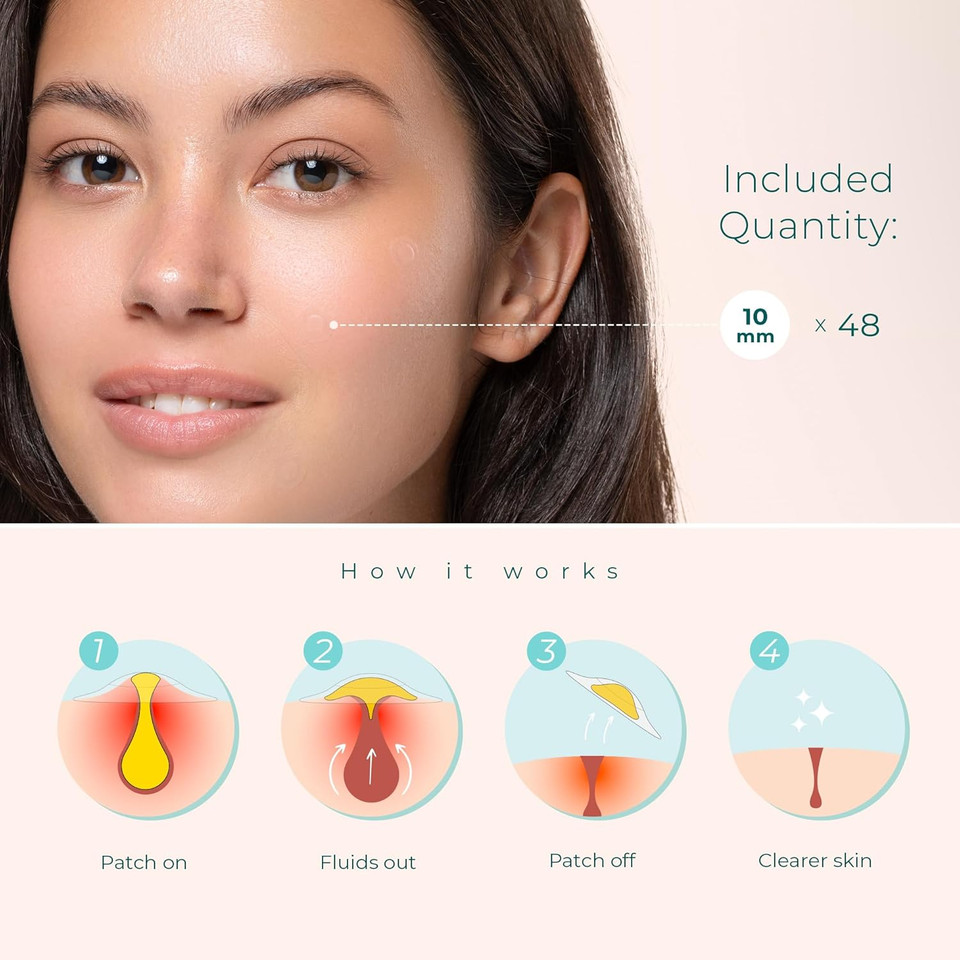 Cleof Pimple Patches For Face & Body - Overnight Use, Invisible Acne Patch For Zits, Spots, Pimples, Whiteheads, Vegan, Cruelty-Free, Hypoallergenic Hydrocolloid Stickers (48 Count, 10Mm)