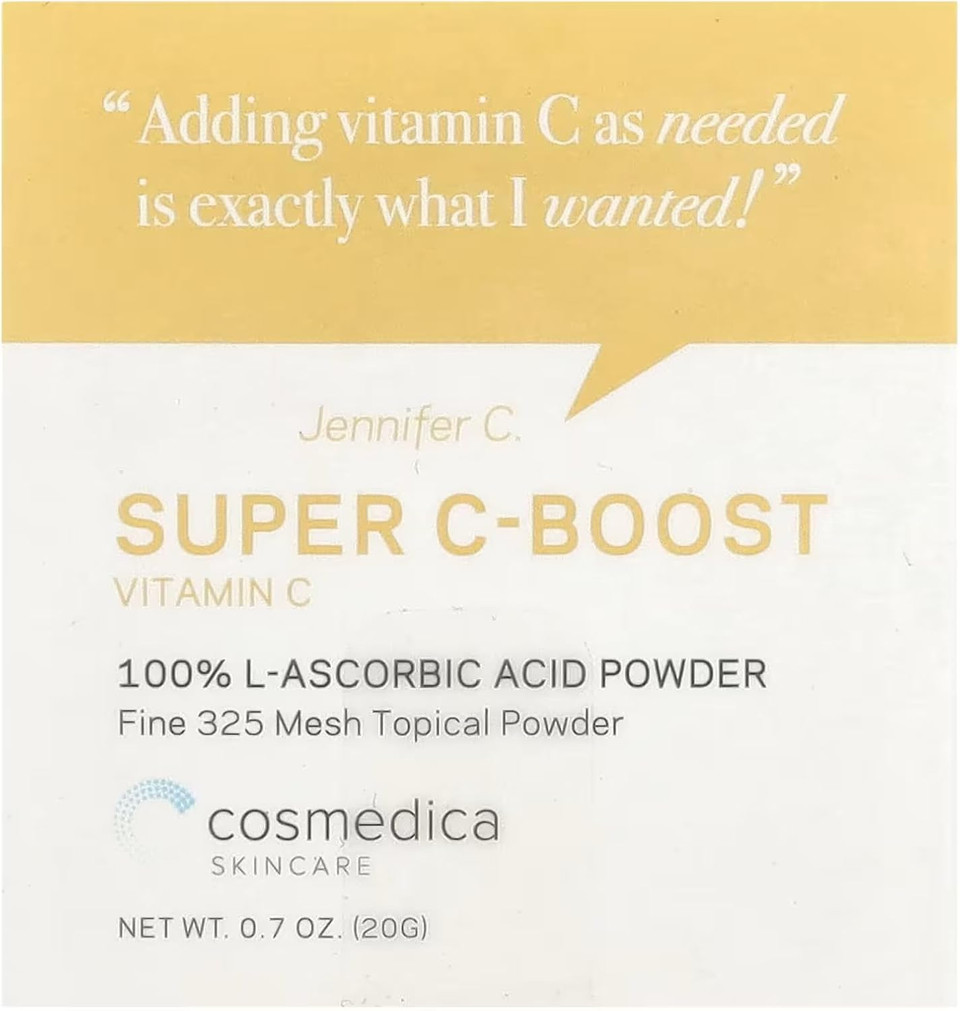 Cosmedica Skincare 100% L-Ascorbic Acid Powder- Vitamin C For Face, Custom Boost For Facial Serums, Hyaluronic Acid Serum, Moisturizer, Night Cream And Facial Toner 0.7 Oz