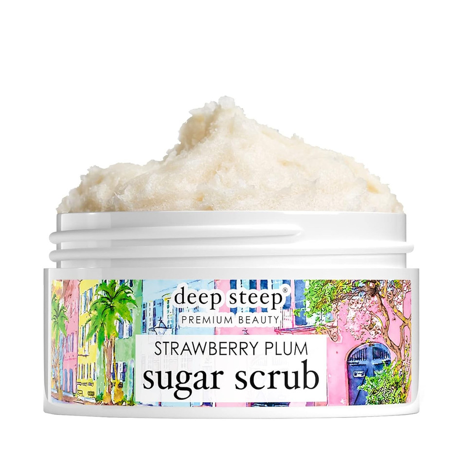 Deep Steep Sugar Scrub, Strawberry Plum (Rainbow Row), 8 Oz  Exfoliating Body Scrub With Organic Coconut Oil, Shea Butter & Argan Oil  Vegan, Clean Beauty, Smooth, Soft & Nourished Skin