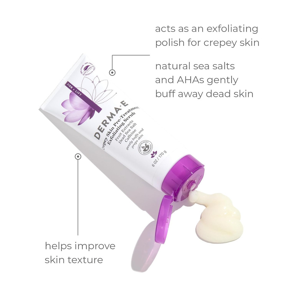 Derma E Crepey Skin Exfoliating Scrub 6Oz  Firming Body Scrub For Dry, Crepey Skin With Antioxidants  Smooths, Softens & Preps Skin