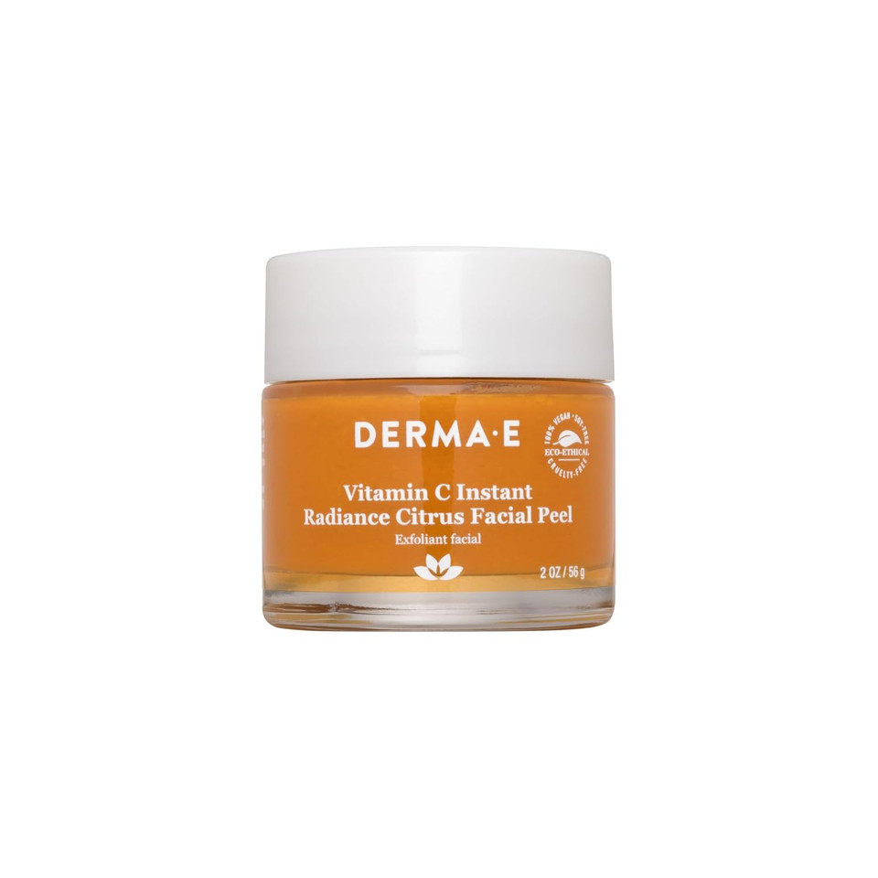 Derma E Vitamin C Instant Radiance Citrus Facial Peel  Non-Abrasive For Face And Neck - Skin Brightening Face Peel Resurfaces, Smooths And Rejuvenates Facial Skin, 2 Oz