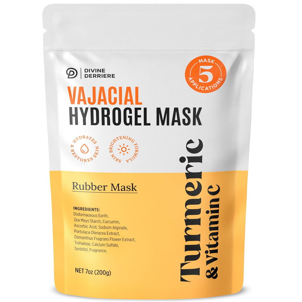 Divine Derriere Vajacial Hydrogel Mask - Premium Modeling Mask With Turmeric & Vitamin C - Deeply Purifying & Super Hydrating Facial And Vajacial Mask, Peel-Off Mask, Hydro Jelly Mask Powder Kit