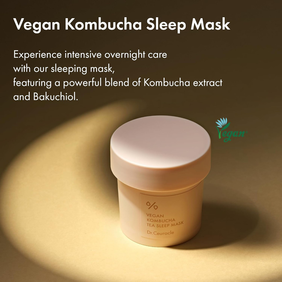 Dr.Ceuracle Vegan Kombucha Tea Sleeping Mask - Hydrating Overnight Face Mask With Niacinamide, Bakuchiol, Ceramide, Korean Skincare (100 G / 3.52 Oz.)