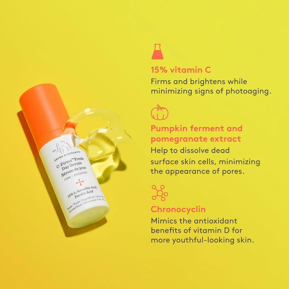 Drunk Elephant Hydra And The Bright - Includes C-Firma (9 Ml) And B-Hydra (8 Ml) - Clean Clinical Skincare - Cruelty-Free - Dermatologist-Tested - Free Of Essential Oils, Silicones, And Fragrance