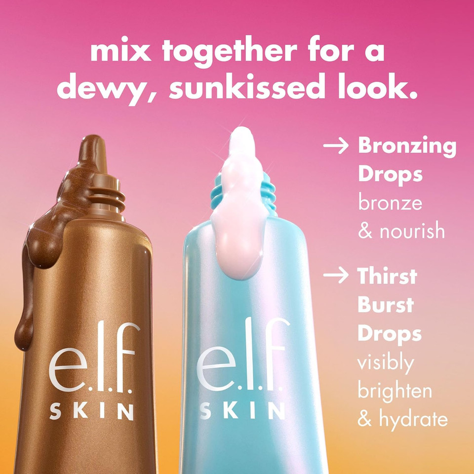 E.L.F. Skin The Hottest Drops Duo, Holy Hydration! Thirst Burst & Bronzing Skincare Set, For A Dewy, Sun-Kissed Look, Vegan & Cruelty-Free