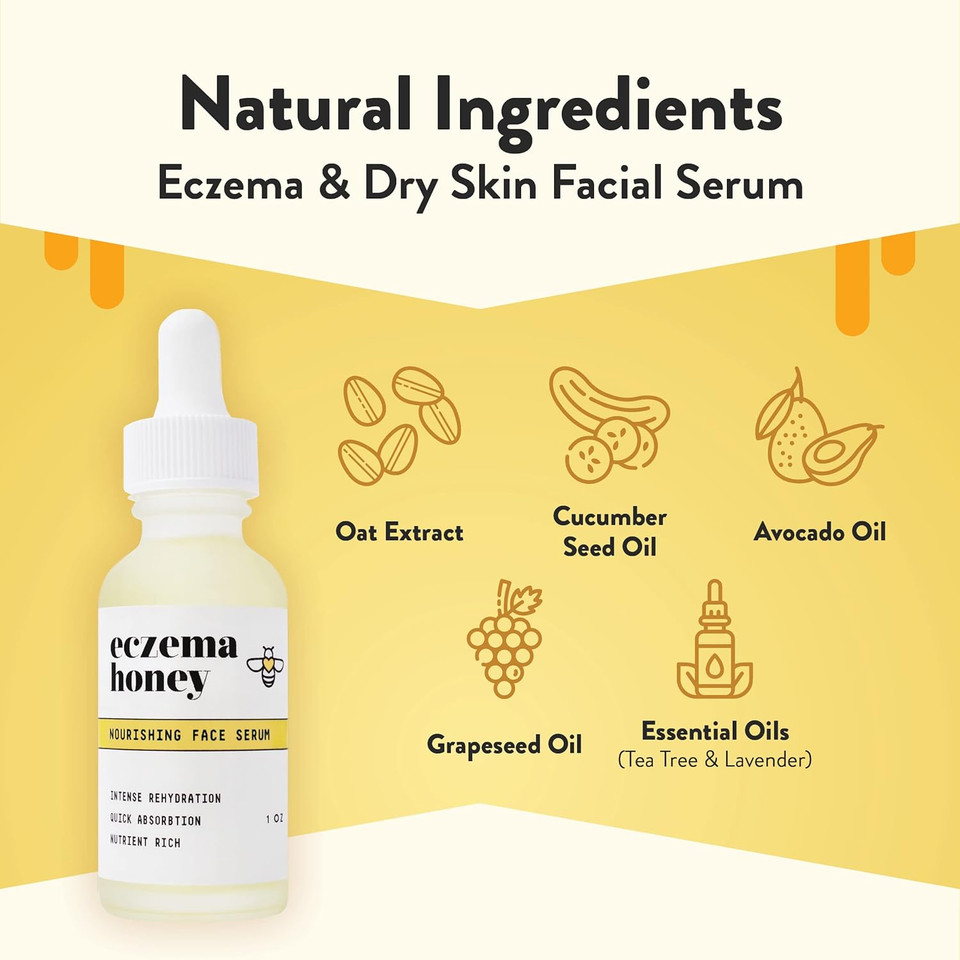 Eczema Honey Nourishing Face Serum - Daily Hydrating Serum - Face Oil For Eczema, Dry & Sensitive Skin (1 Oz)