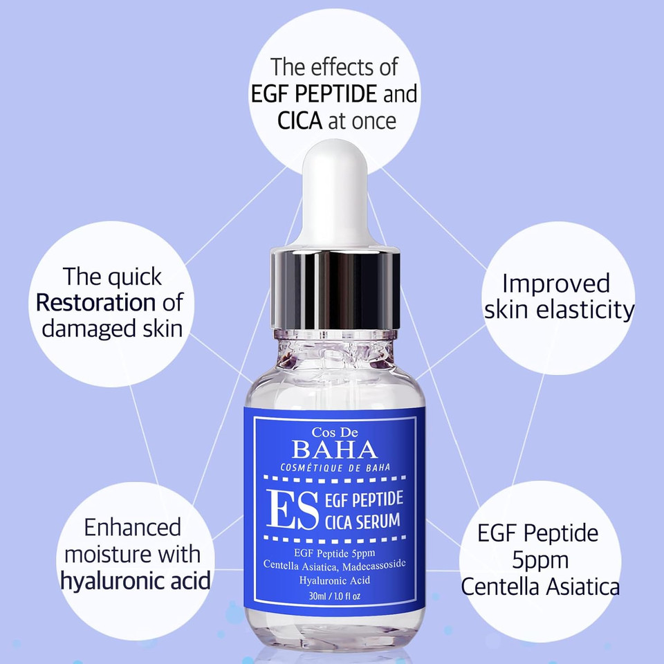 Egf Peptide-Enriched Facial Serum With Cica (Centella Asiatica) - Hydrating & Soothing Formula For Revitalized Skin Appearance, 1 Fl Oz (30Ml)