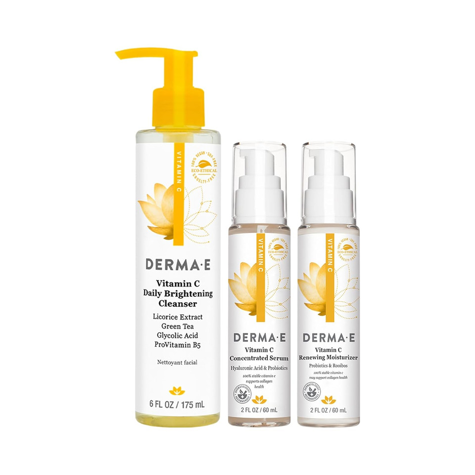 Erma E Vitamin C Skincare Set  Cleanser 6Oz, Concentrated Serum 2Oz, Renewing Moisturizer 2Oz  Brightening, Hydrating Routine For Radiant Skin