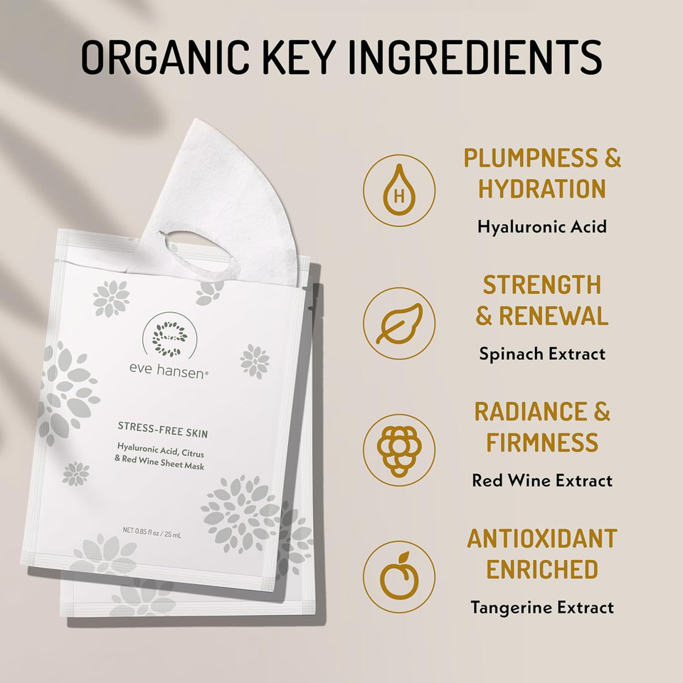 Eve Hansen Skincare Set: Hyaluronic Face Mask Sheets (Set Of 5) & Vitamin C Cleanser 4 Oz  Deep Hydration, Antioxidant Protection, And Gentle Cleansing For All Skin Types  Set Of 2 Products Eve Hansen Skincare Set: Hyaluronic Face Mask Sheets (Set Of 5) & Vitamin C Cleanser 4 Oz  Deep Hydration, Antioxidant Protection, And Gentle Cleansing For All Skin Types  Set Of 2 Products