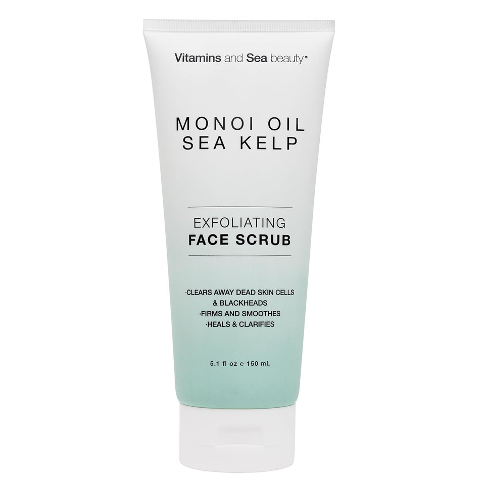 Exfoliating Face Scrub With Monoi Oil & Sea Kelp  Clarifying & Firming Facial Exfoliator With Natural Pumice  Vegan, Paraben-Free, 5.1 Fl Oz