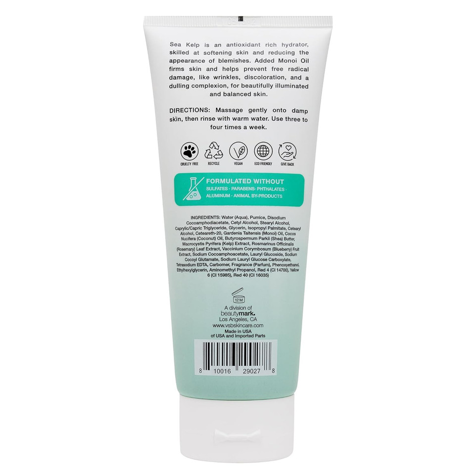 Exfoliating Face Scrub With Monoi Oil & Sea Kelp  Clarifying & Firming Facial Exfoliator With Natural Pumice  Vegan, Paraben-Free, 5.1 Fl Oz