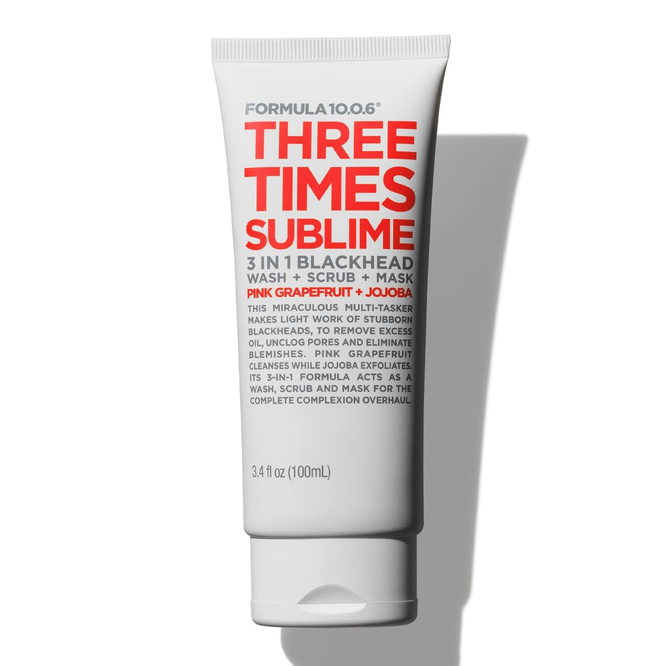 Formula 10.0.6 Three Times Sublime Facial Mask 3 In 1 Blackhead Wash Scrub & Mask 3.4 Fl Oz (100Ml)