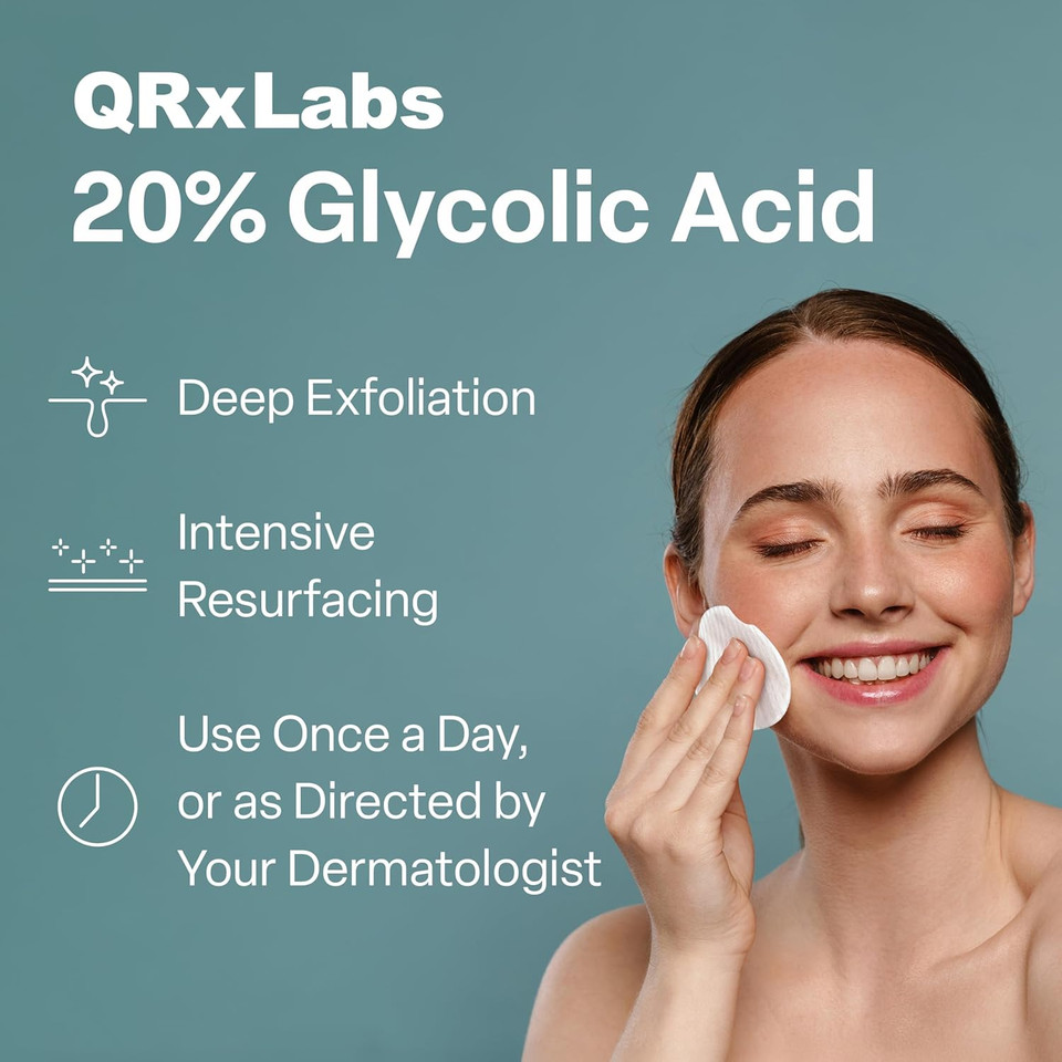 Glycolic Acid 20% Resurfacing Pads For Face & Body With Vitamins B5, C & E, Green Tea, Calendula, Allantoin - Exfoliates Surface Skin And Reduces Appearance Of Fine Lines And Wrinkles - Peel Pads