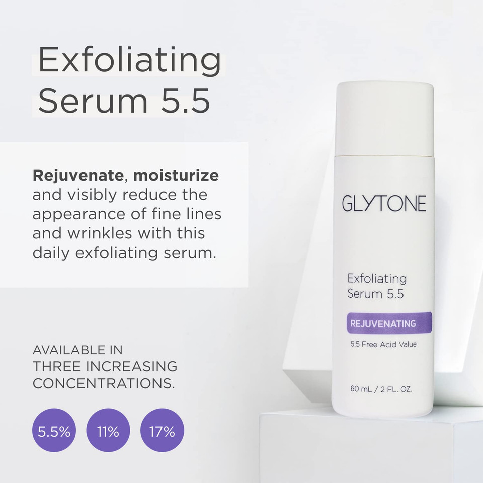 Glycolic Acid Exfoliating Serum 5.5% Pfav | Face & Body Exfoliator For All Skin | Reduces Fine Lines, Wrinkles, Dark Spots & Pore | Non-Comedogenic, Fragrance-Free | Aha Facial Exfoliator | 2 Fl Oz