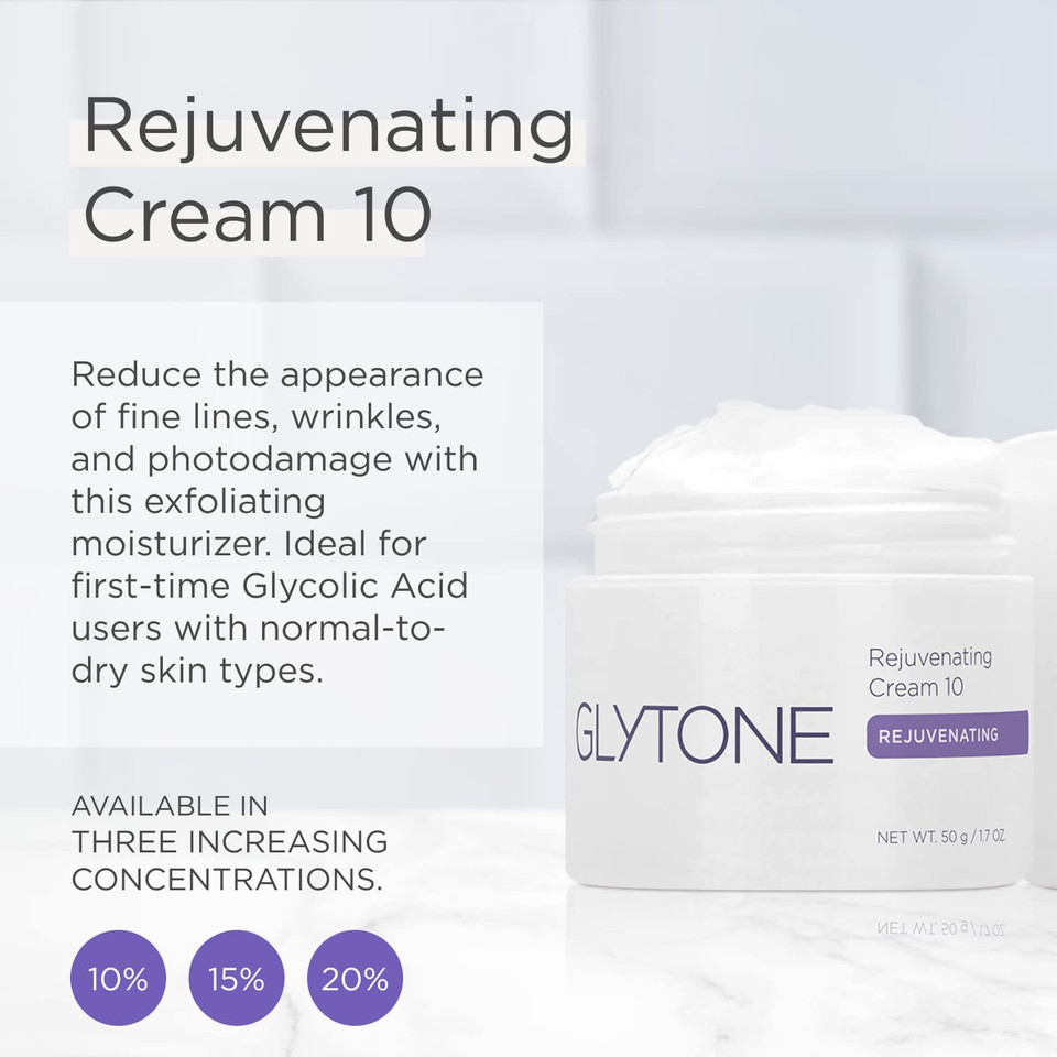 Glytone Rejuvenating Cream With 10 Free Acid Value Glycolic Acid, Moisturizer, Rich Creamy Emollient, Exfoliate, Normal To Dry Skin, 1.7 Oz Glytone Rejuvenating Cream With 10 Free Acid Value Glycolic Acid, Moisturizer, Rich Creamy Emollient, Exfoliate, Normal To Dry Skin, 1.7 Oz