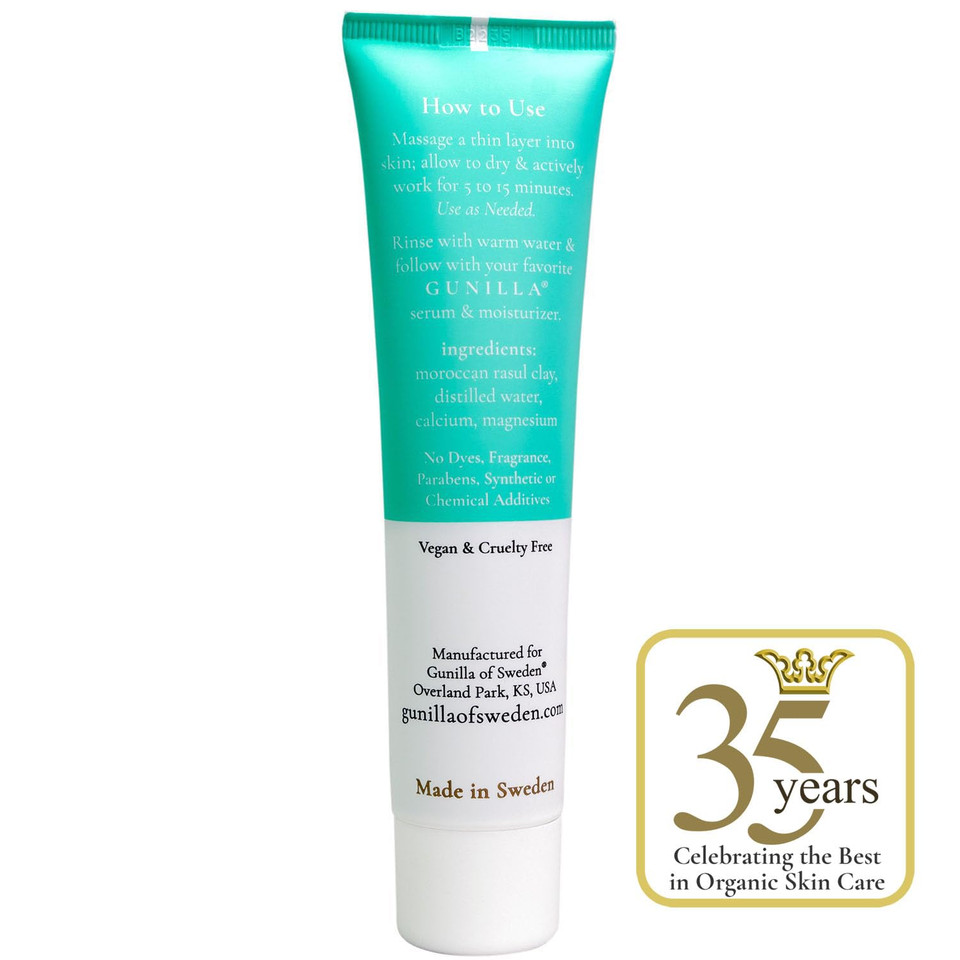 Gunilla Skin Perfecting Clay Mask, Vegan, No Additives, 3-In-1 Deep Pore Cleansing Facial Mask, Refining, Detox & Spot Treatment, All-Natural, Pro-Grade, 35 Clay Masks 2.5 Fl Oz - Made In Sweden