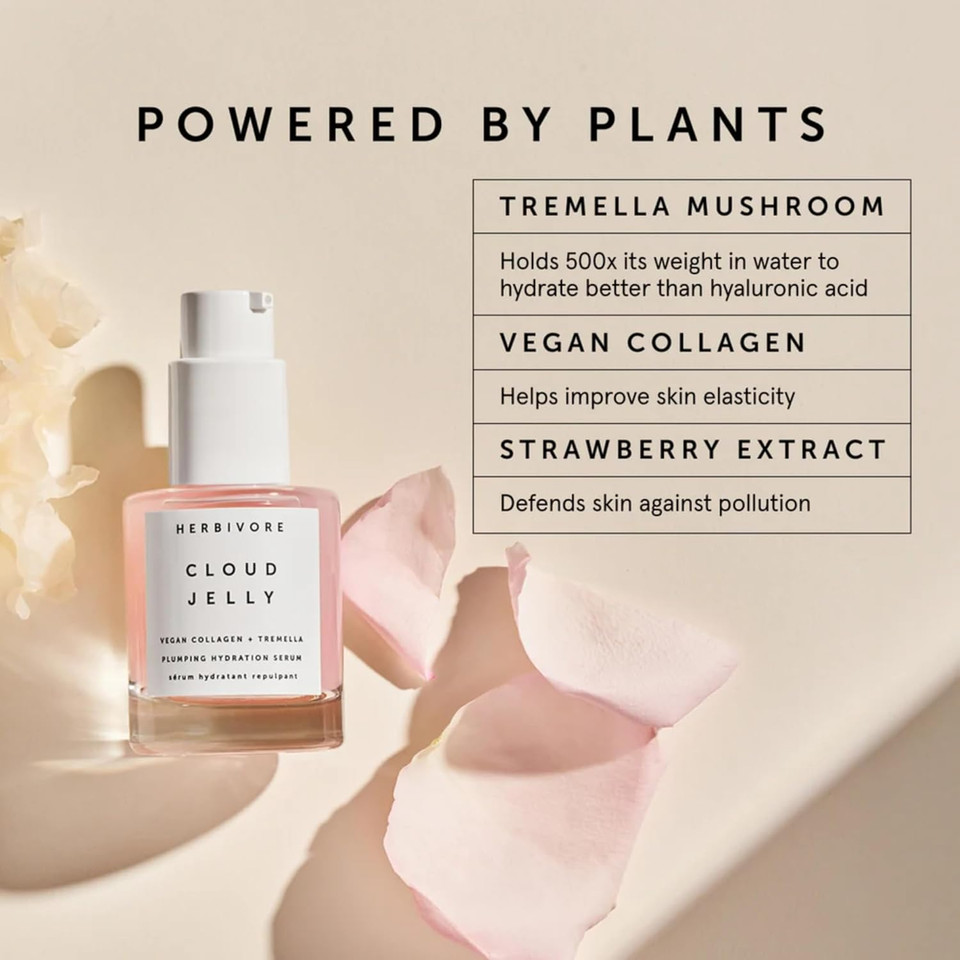 Herbivore Cloud Jelly Plumping Hydration Serum | Tremella Mushroom + Strawberry Extract, Lightweight, Deep Hydration For All Skin Types | Vegan, Plant-Based + Cruelty-Free, 30 Ml / 1 Oz Herbivore Cloud Jelly Plumping Hydration Serum | Tremella Mushroom + Strawberry Extract, Lightweight, Deep Hydration For All Skin Types | Vegan, Plant-Based + Cruelty-Free, 30 Ml / 1 Oz