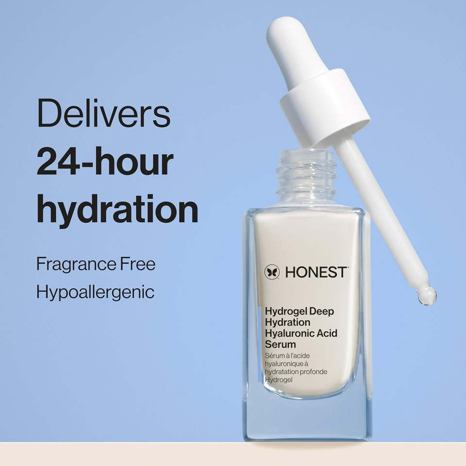 Honest Beauty Hydrogel Deep Hydration Hyaluronic Acid Serum | Moisturizes + Plumps | Hypoallergenic, Fragrance Free, Vegan, Gentle For Sensitive Skin | 1 Fl Oz