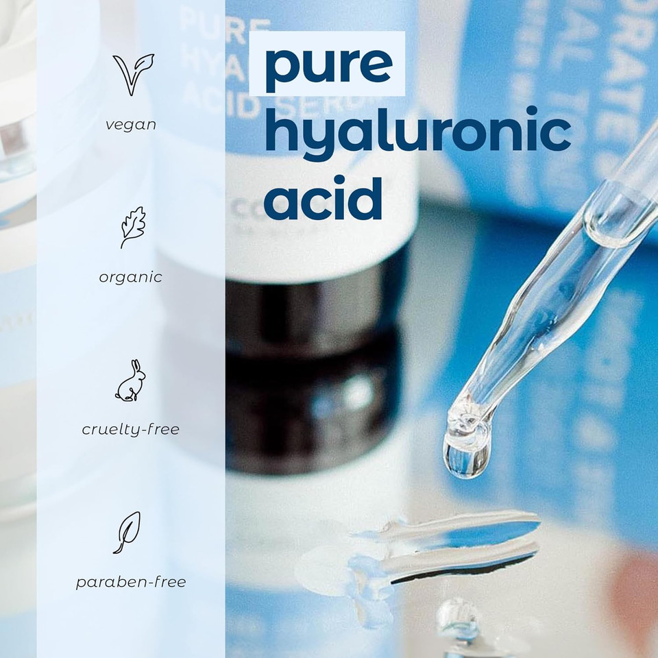 Hyaluronic Acid Serum For Skin 100% Pure-Anti-Aging Serum - Intense Hydration + Moisture, Non-Greasy, Paraben-Free Hyaluronic Acid For Your Face 8 Oz
