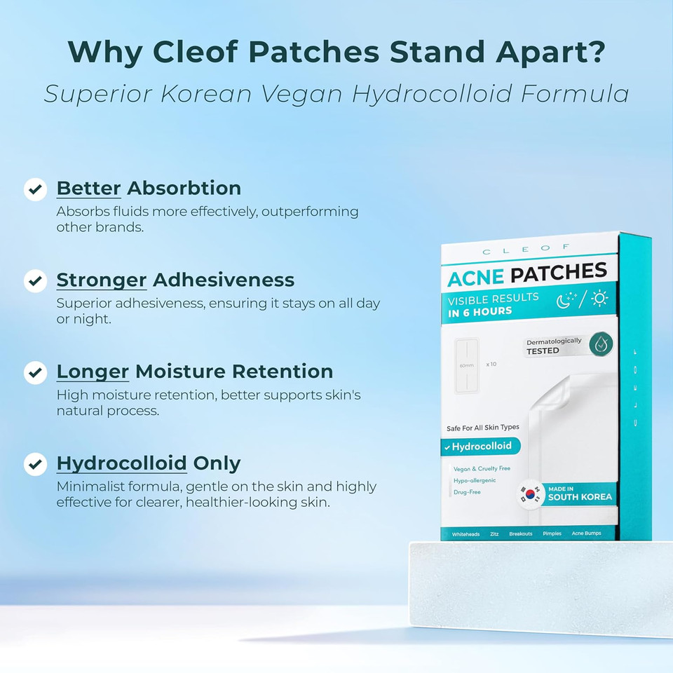 Hydrocolloid Pimple Patches (Made In Korea) Fsa/Hsa Eligible, Vegan, Hypoallergenic, Cruelty-Free | Acne Stickers, Overnight Treatment - For Zits, Spots, Pimples, Whiteheads (10 Count, Xl Patches)