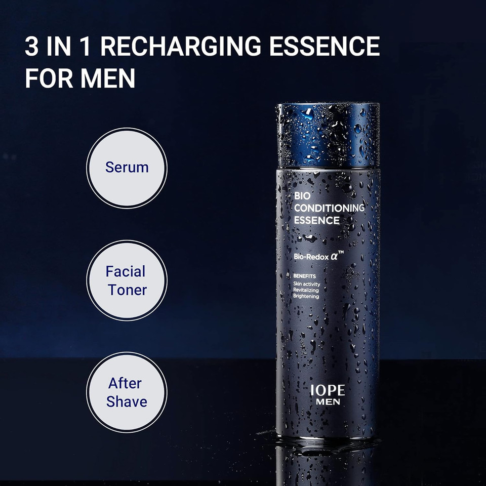 Iope Moisturizing Serum For Men - Men Bio Essence Intensive Anti Aging, Skin Tightening And Soothing, 3 In 1 Skincare For Fine Lines, 4.90 Fl.Oz.(145Ml) By Amorepacific