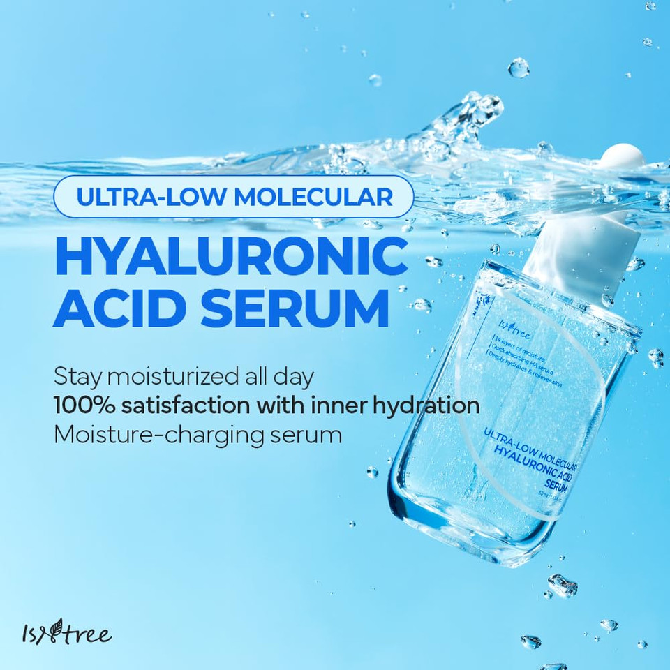Isntree Ultra-Low Molecular Hyaluronic Acid Serum 1.69 Fl.Oz | Vegan Korean Skincare | 14-Complex Hyaluronic Acid | Deep Hydration | Lightweight & Fast-Absorbing