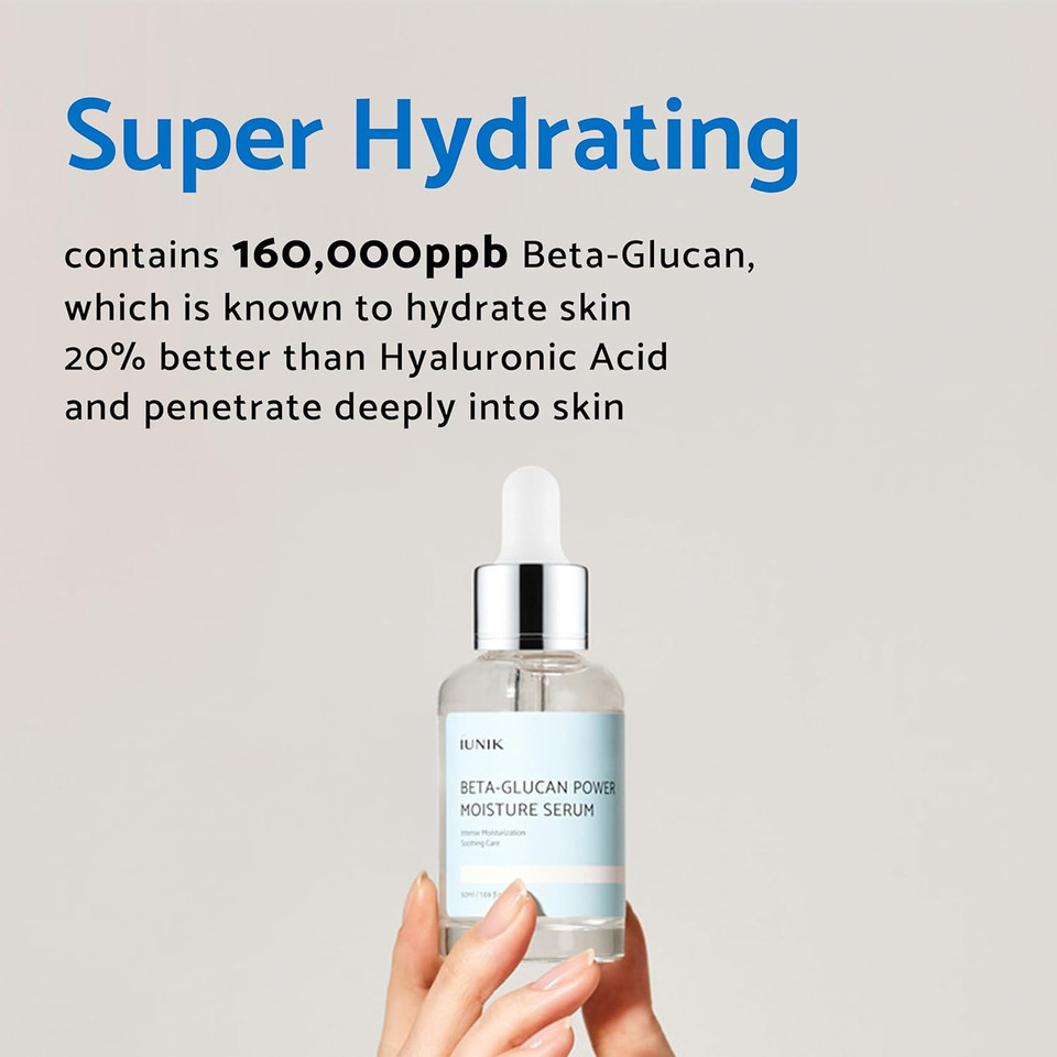Iunik Beta Glucan Daily Moisture Cream Beta-Glucan Power Deep Moisture Serum Intense Hydration Fortifying Skin Barrier Ultra Intense Hydrating Moisturizing Facial Moisturizer Korean