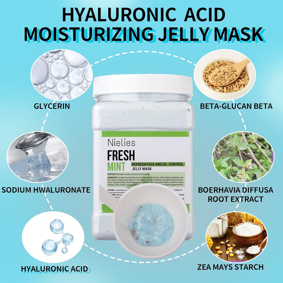 Jelly Mask For Facials, Facial Skin Care- Peel-Off Jelly Mask Set, Face Mask For Instant Hydration, Vegan Peel Off Face Mask, For Moisturizing, Smoothing (Fresh Mint)