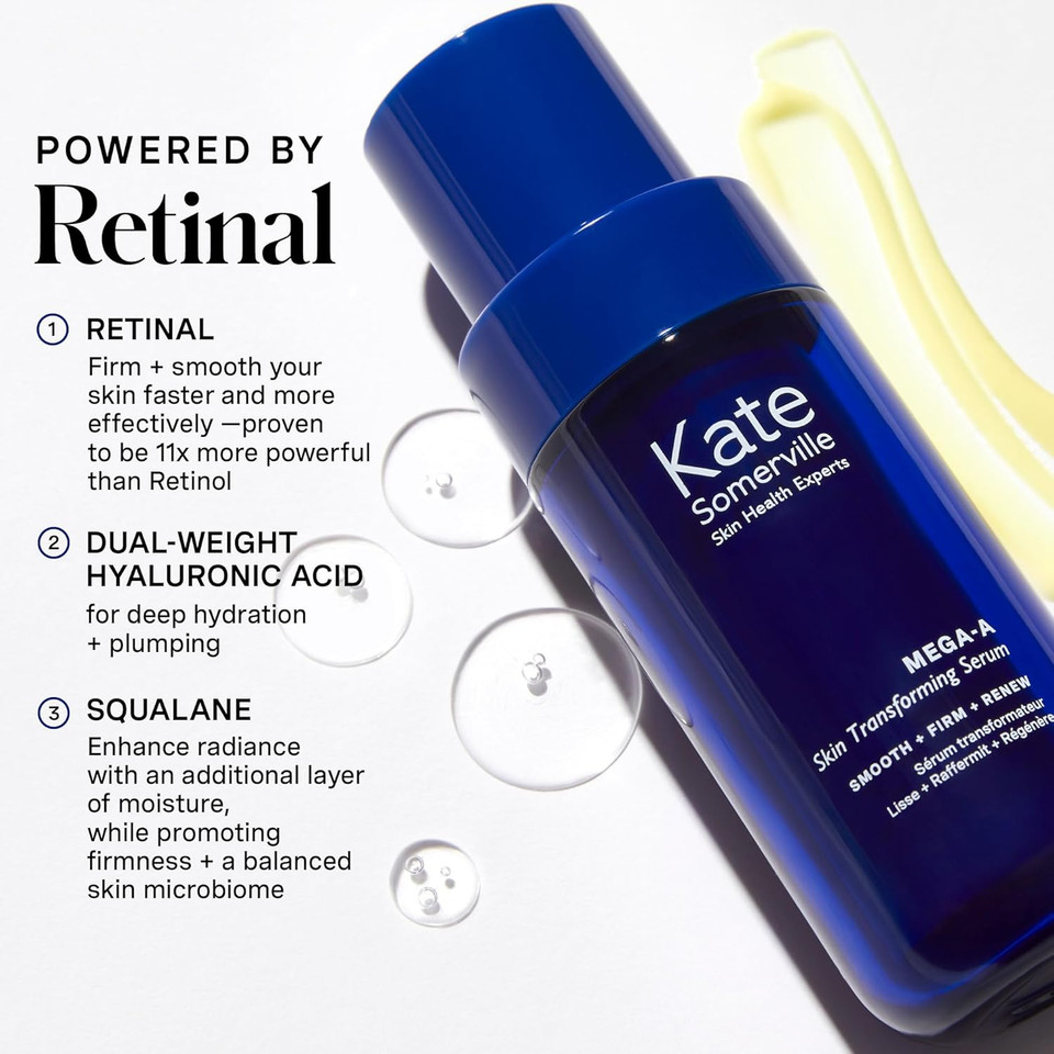 Kate Somerville Mega-A Skin Transforming Serum  Anti-Aging Serum With Hyaluronic Acid For Uneven Texture And Wrinkles, 1 Fl. Oz