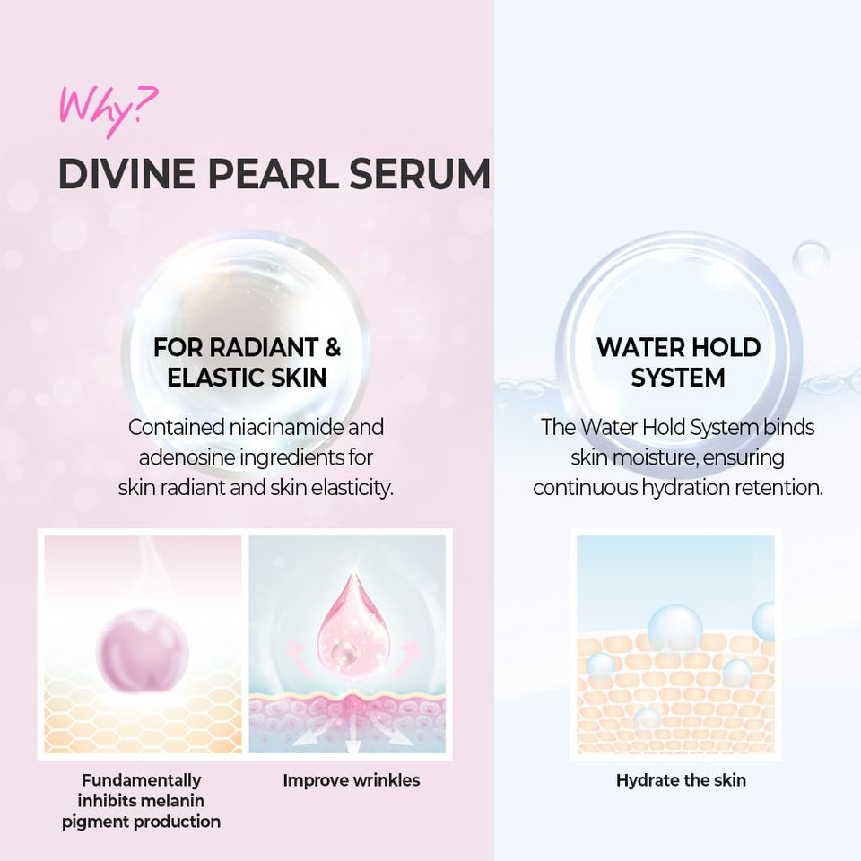 Klavuu Pearlsation Divine Pearl Serum  Face Moisturizer, Niacinamide Serum, Boosts Skin Elasticity, Pore Minimizer With Hydration For Radiant Complexion, Korean Skin Care (1.11Oz/33Ml)