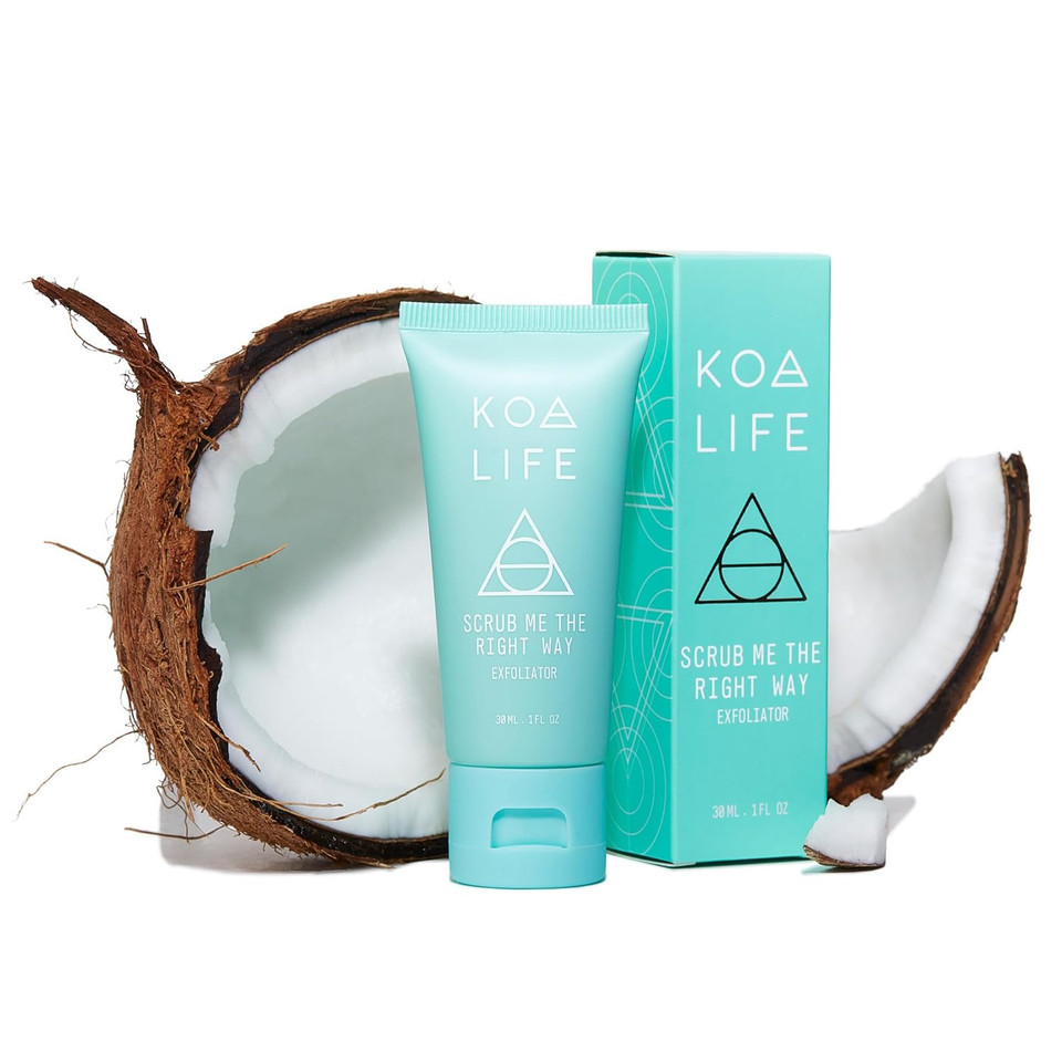 Koa Life Scrub Me The Right Way - Exfoliating Scrub, Eucalyptus Exfoliator, Coconut Shell Face Exfoliator, Sensitive Skin, Vegan - 15 Ml