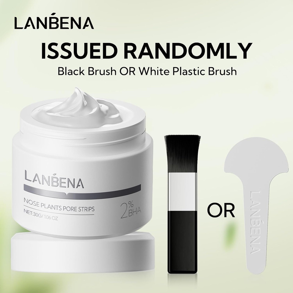 Lanbena 2.0 Nose Pore Strips, Blackhead Remover Mask With Salicylic Acid, Amazonian White Clay, Pore Cleanser Purifying Peel Off Face Mask With 60 Pcs Strips, Aloe Facial Mask(1.05 Ounce)