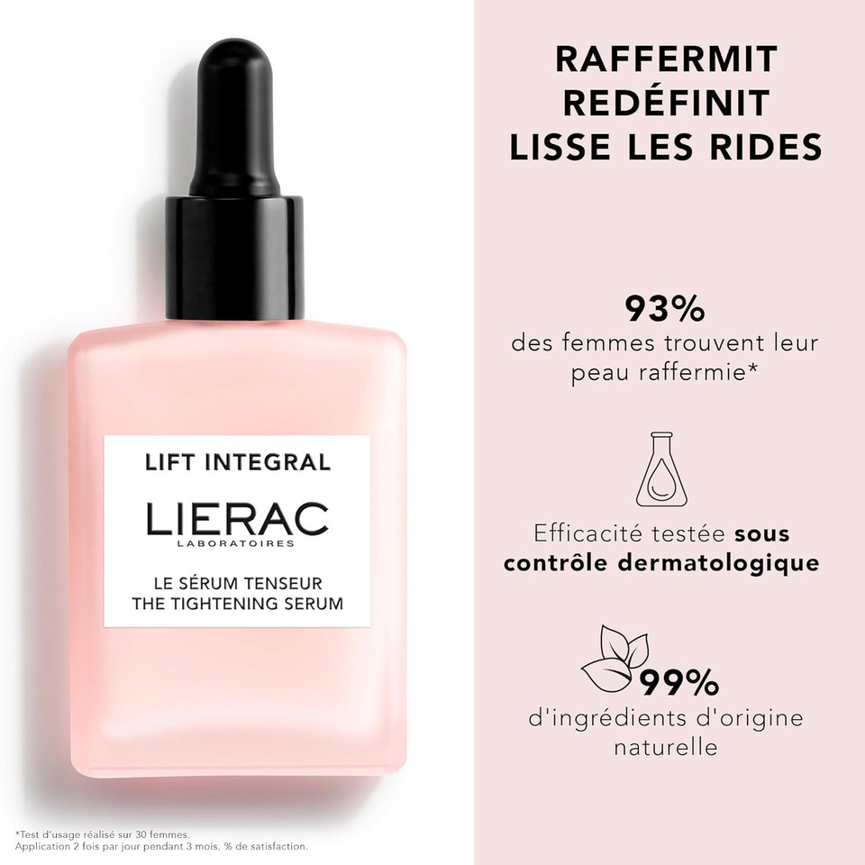 Lierac|Lift Integral Tightening Serum- Natural Skin Tightening With Hyaluronic Acid, Firming & Smoothes Wrinkle, Face And Neck Care, Enhances Elasticity For All Skin Types|30Ml