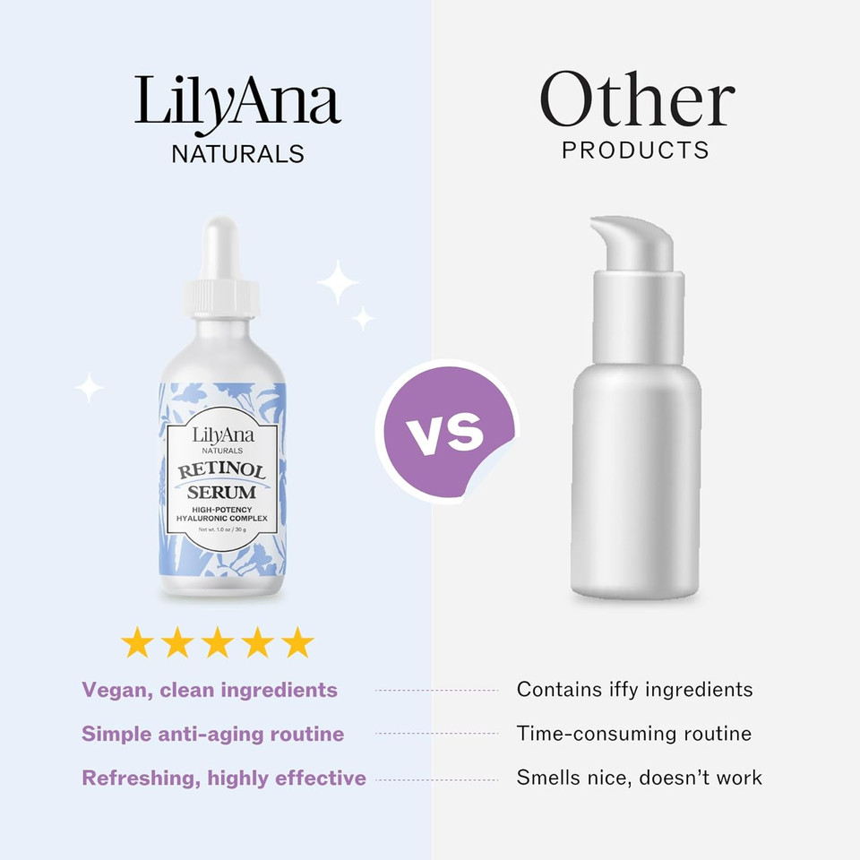 Lilyana Naturals Retinol Serum For Face - Made In Usa, Face Serum With Hyaluronic Acid And Vitamin E, Anti Aging Serum, Reduces Age Spots And Sun Damage, Promotes Collagen And Elastin (Retinol, 1Oz) Lilyana Naturals Retinol Serum For Face - Made In Usa, Face Serum With Hyaluronic Acid And Vitamin E, Anti Aging Serum, Reduces Age Spots And Sun Damage, Promotes Collagen And Elastin (Retinol, 1Oz)
