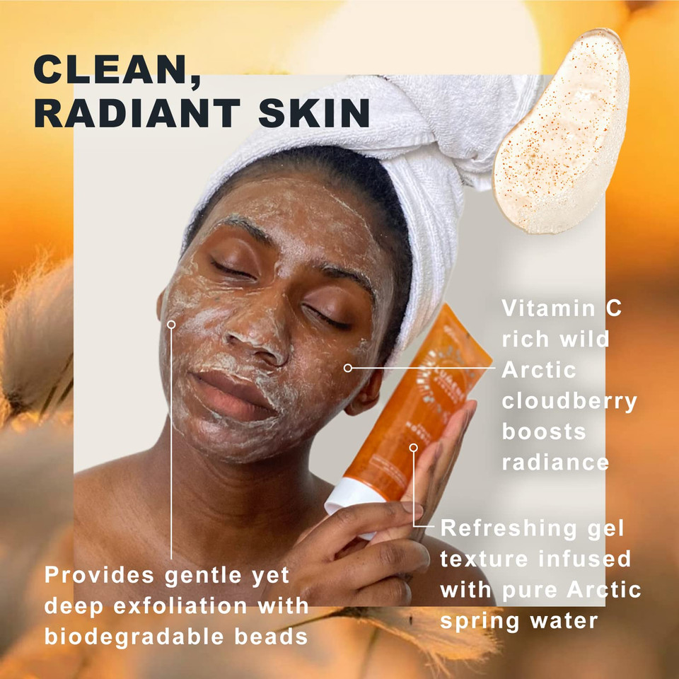 Lumene [Valo] Nordic-C Clear Glow Cleansing Gel Scrub - Exfoliating Face Scrub With Vitamin C + Biodegradeable Beads - Radiance-Boosting Facial Cleanser For Women + Men - 100% Vegan Skincare (125Ml)