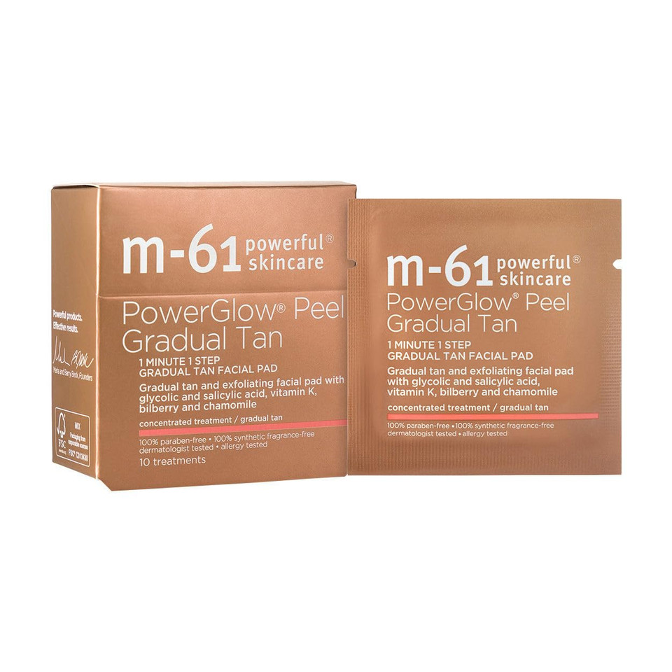 M-61 Powerglow Peel Gradual Tan | Exfoliating Facial Peel, Build A Streak-Free Radiant Glow